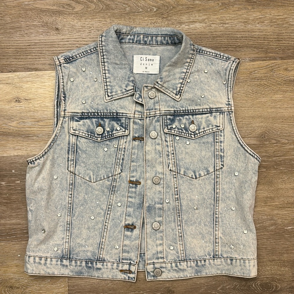 Rhinestone Denim Vest